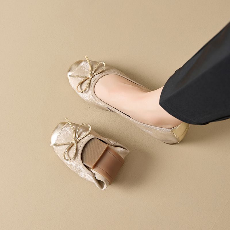 Leather Shoe Lady Oxford Shoe Spring Sheepskin Sneakers Female Bow Genuine Leather Mother Shoes Women Slip on Plus Size Bean Shoes