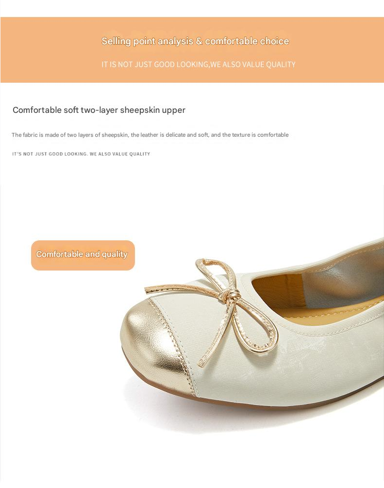 Leather Shoe Lady Oxford Shoe Spring Sheepskin Sneakers Female Bow Genuine Leather Mother Shoes Women Slip on Plus Size Bean Shoes