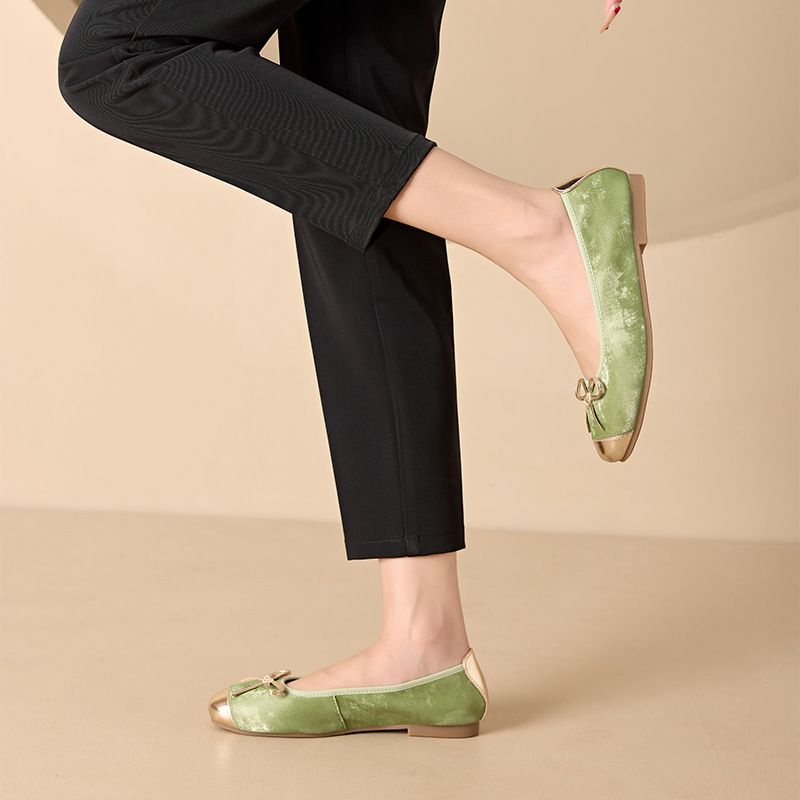 Leather Shoe Lady Oxford Shoe Spring Sheepskin Sneakers Female Bow Genuine Leather Mother Shoes Women Slip on Plus Size Bean Shoes