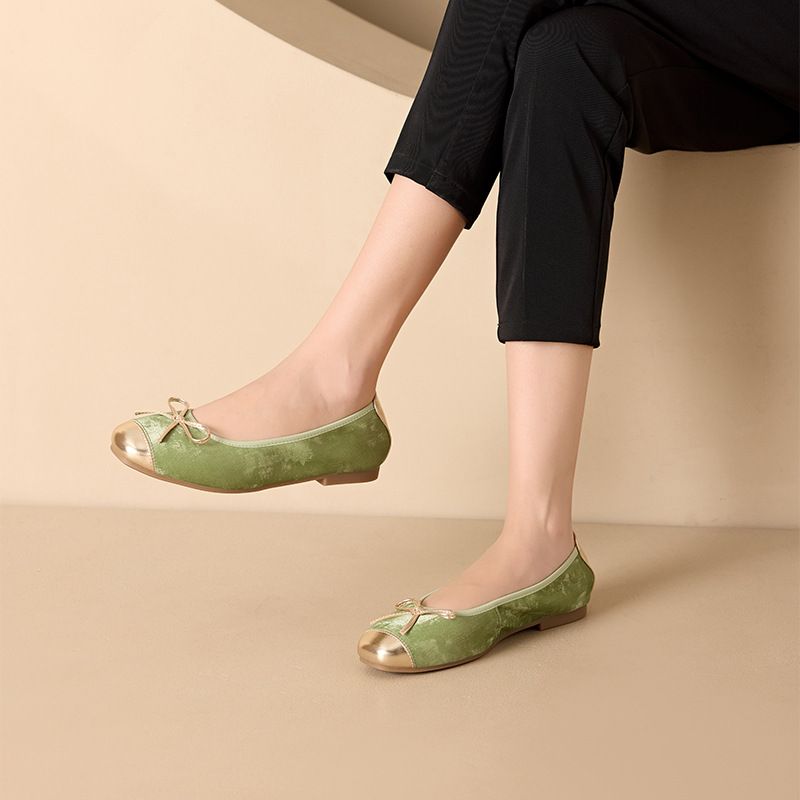 Leather Shoe Lady Oxford Shoe Spring Sheepskin Sneakers Female Bow Genuine Leather Mother Shoes Women Slip on Plus Size Bean Shoes