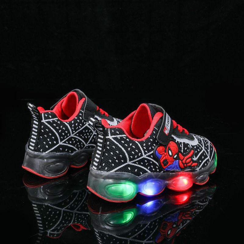 Kids Shoes Kids Sneaker Spring Autumn New Cartoon Boys' Girls' Sports Mesh Shoes Light Up Children's Breathable Mesh LED Luminous Light Shoes