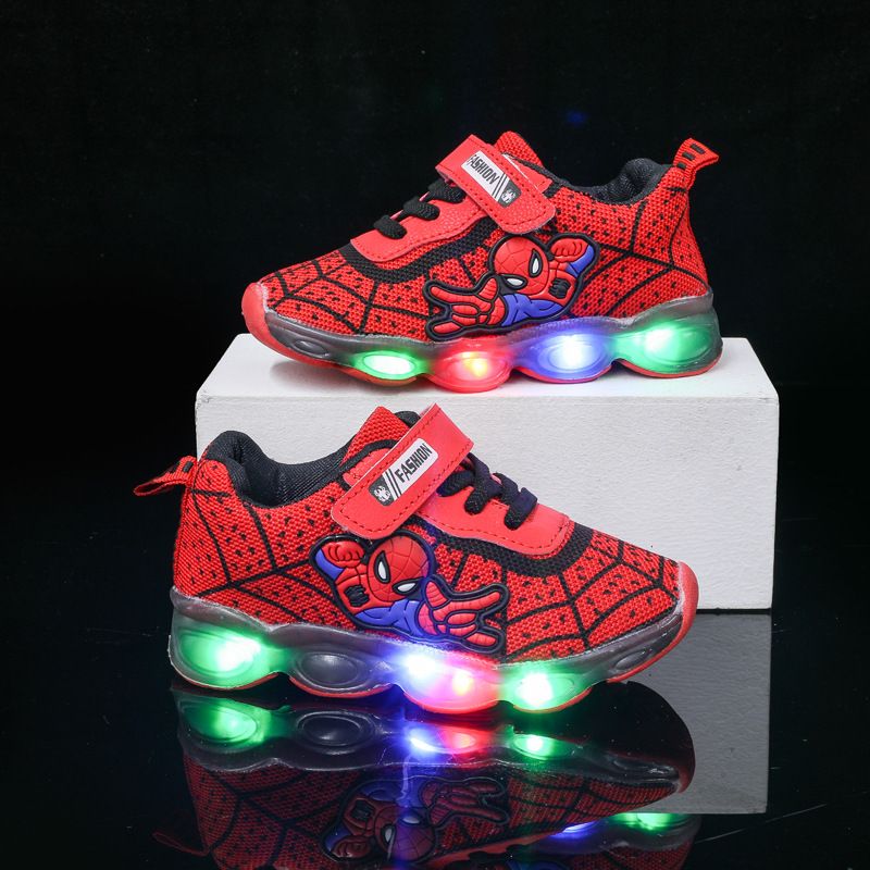Kids Shoes Kids Sneaker Spring Autumn New Cartoon Boys' Girls' Sports Mesh Shoes Light Up Children's Breathable Mesh LED Luminous Light Shoes