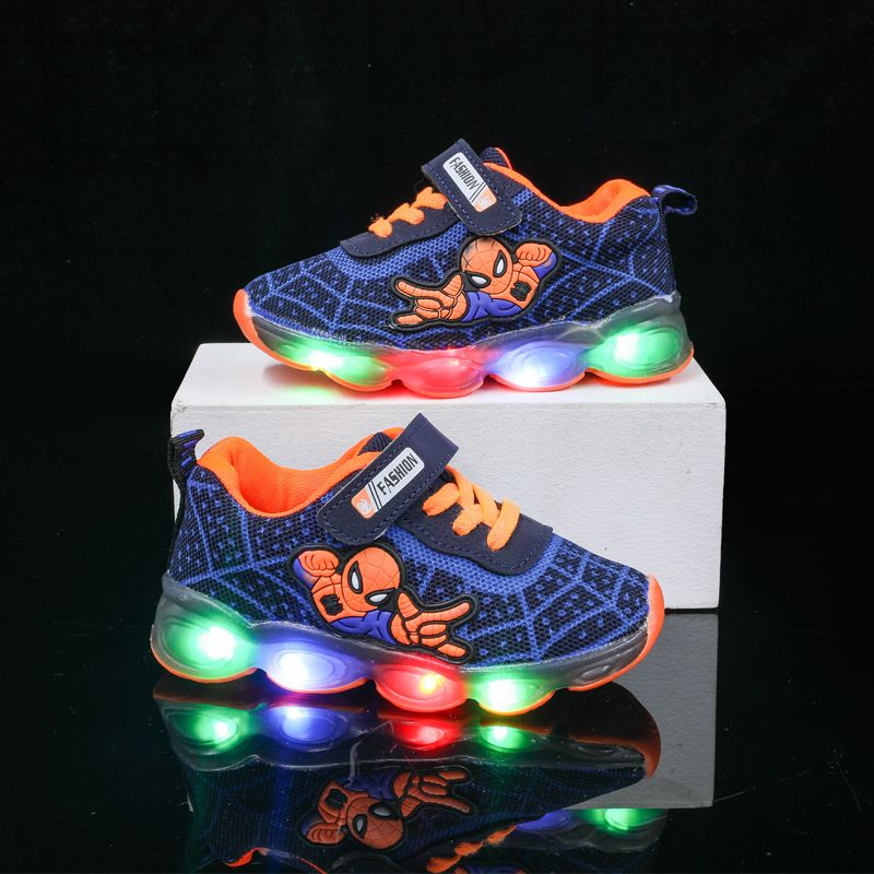 Kids Shoes Kids Sneaker Spring Autumn New Cartoon Boys' Girls' Sports Mesh Shoes Light Up Children's Breathable Mesh LED Luminous Light Shoes