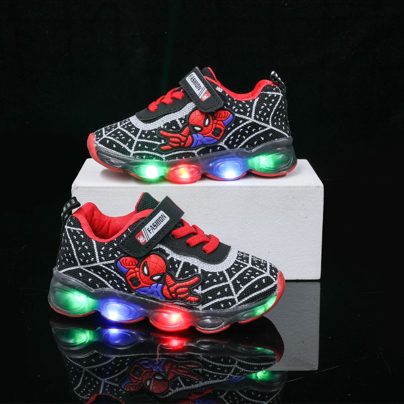 Kids Shoes Kids Sneaker Spring Autumn New Cartoon Boys' Girls' Sports Mesh Shoes Light Up Children's Breathable Mesh LED Luminous Light Shoes