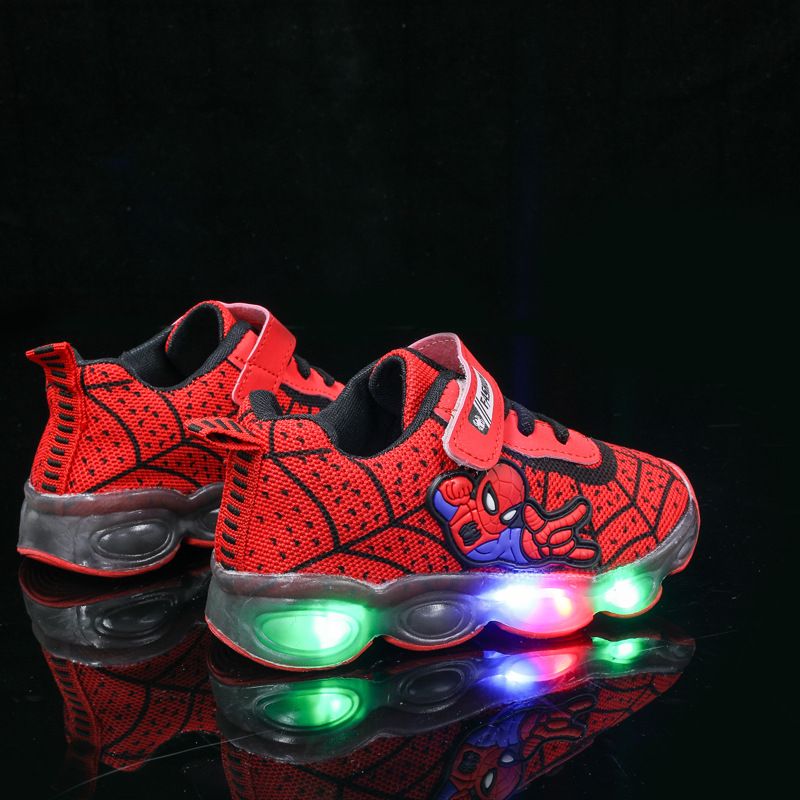 Kids Shoes Kids Sneaker Spring Autumn New Cartoon Boys' Girls' Sports Mesh Shoes Light Up Children's Breathable Mesh LED Luminous Light Shoes