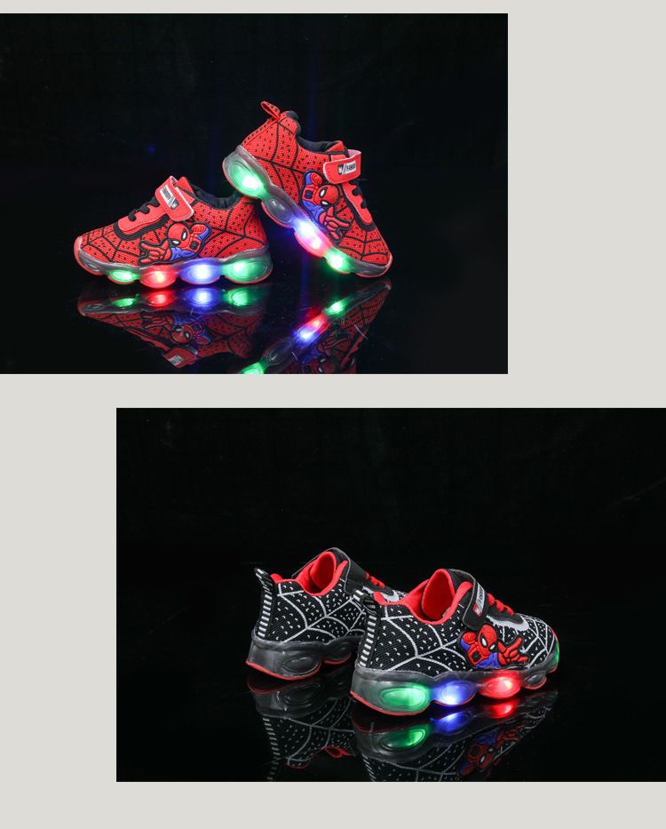 Kids Shoes Kids Sneaker Spring Autumn New Cartoon Boys' Girls' Sports Mesh Shoes Light Up Children's Breathable Mesh LED Luminous Light Shoes