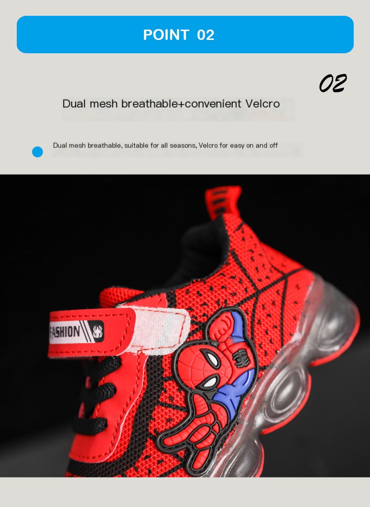 Kids Shoes Kids Sneaker Spring Autumn New Cartoon Boys' Girls' Sports Mesh Shoes Light Up Children's Breathable Mesh LED Luminous Light Shoes