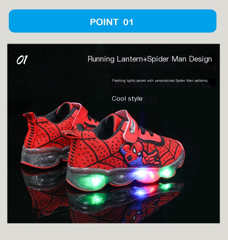 Kids Shoes Kids Sneaker Spring Autumn New Cartoon Boys' Girls' Sports Mesh Shoes Light Up Children's Breathable Mesh LED Luminous Light Shoes