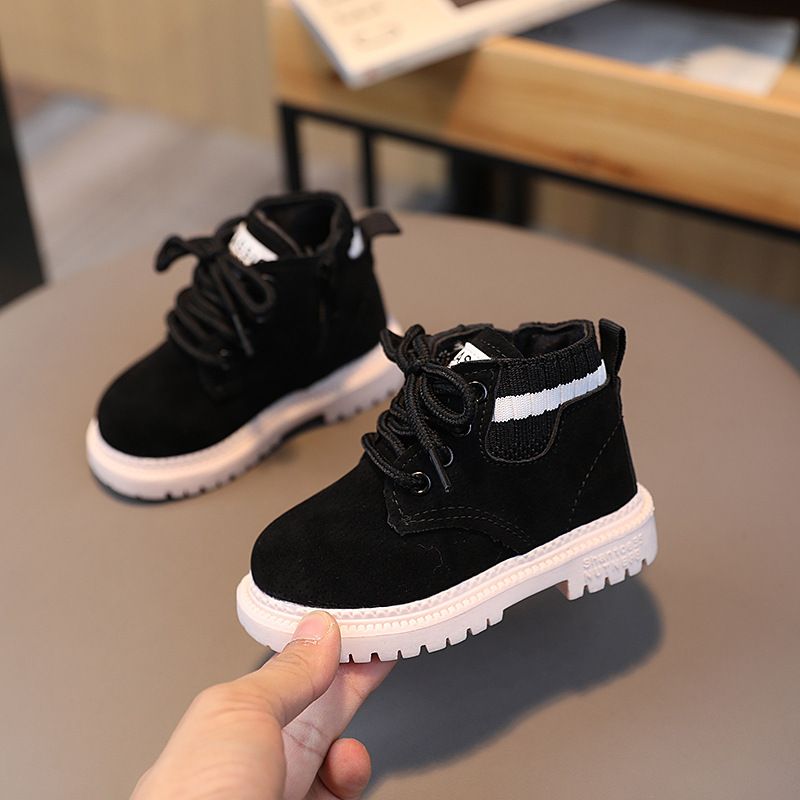Autumn Winter New Style Little Boys' Fashionable Versatile Soft Bottom Anti Slip Boots Girls' Stylish Comfortable Casual Short Boots