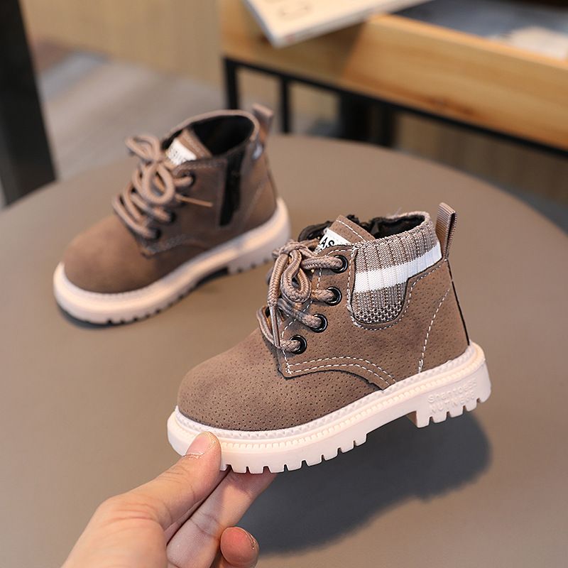 Autumn Winter New Style Little Boys' Fashionable Versatile Soft Bottom Anti Slip Boots Girls' Stylish Comfortable Casual Short Boots