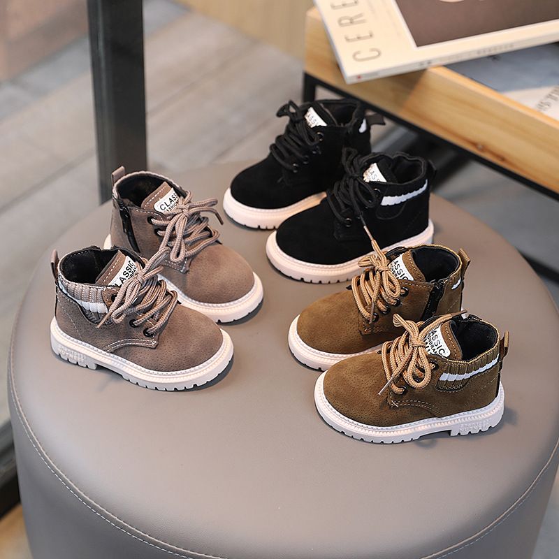 Autumn Winter New Style Little Boys' Fashionable Versatile Soft Bottom Anti Slip Boots Girls' Stylish Comfortable Casual Short Boots