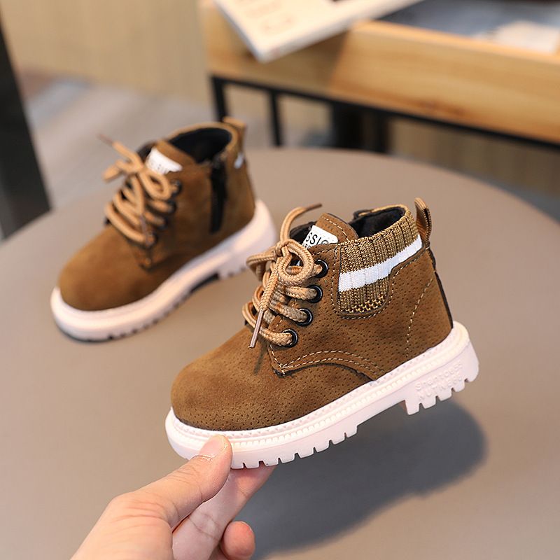 Autumn Winter New Style Little Boys' Fashionable Versatile Soft Bottom Anti Slip Boots Girls' Stylish Comfortable Casual Short Boots