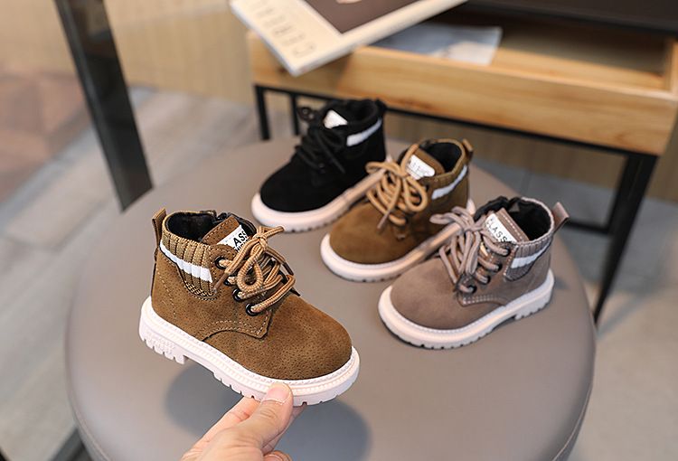 Autumn Winter New Style Little Boys' Fashionable Versatile Soft Bottom Anti Slip Boots Girls' Stylish Comfortable Casual Short Boots