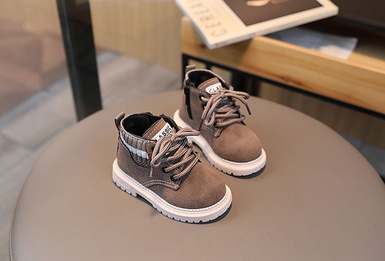 Autumn Winter New Style Little Boys' Fashionable Versatile Soft Bottom Anti Slip Boots Girls' Stylish Comfortable Casual Short Boots