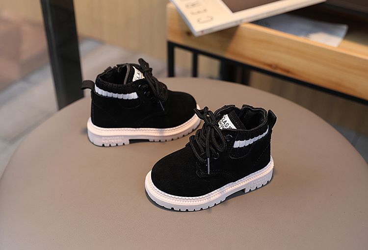 Autumn Winter New Style Little Boys' Fashionable Versatile Soft Bottom Anti Slip Boots Girls' Stylish Comfortable Casual Short Boots