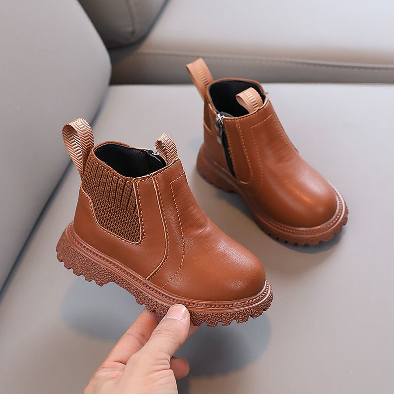 Spring Autumn New Fashionable Versatile Casual Sports Boots for Little Boys Comfortable Little Girl Trendy Leather Boots