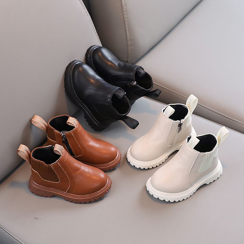 Spring Autumn New Fashionable Versatile Casual Sports Boots for Little Boys Comfortable Little Girl Trendy Leather Boots