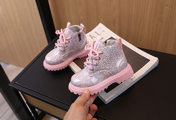 Autumn New Style Little Girl's Stylish Shiny Leather Martin Boots Low Cut Versatile Short Boots Trend