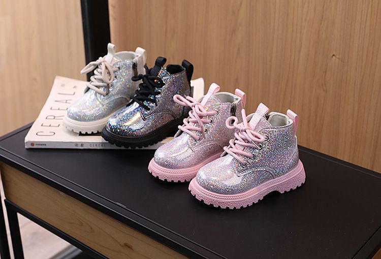 Autumn New Style Little Girl's Stylish Shiny Leather Martin Boots Low Cut Versatile Short Boots Trend