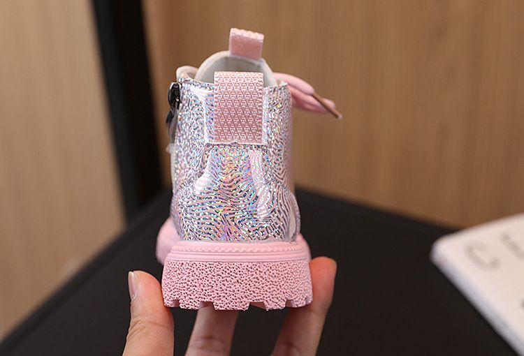 Autumn New Style Little Girl's Stylish Shiny Leather Martin Boots Low Cut Versatile Short Boots Trend