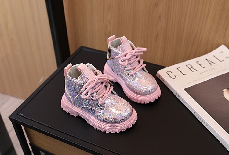 Autumn New Style Little Girl's Stylish Shiny Leather Martin Boots Low Cut Versatile Short Boots Trend