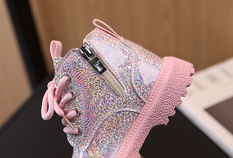 Autumn New Style Little Girl's Stylish Shiny Leather Martin Boots Low Cut Versatile Short Boots Trend
