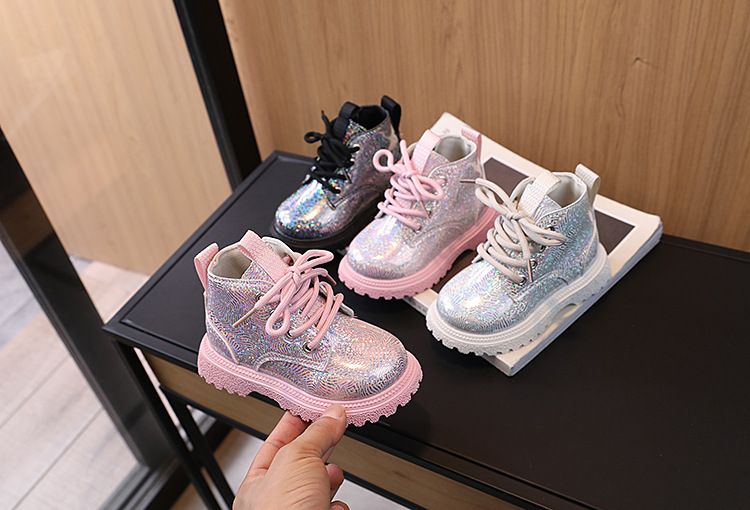 Autumn New Style Little Girl's Stylish Shiny Leather Martin Boots Low Cut Versatile Short Boots Trend