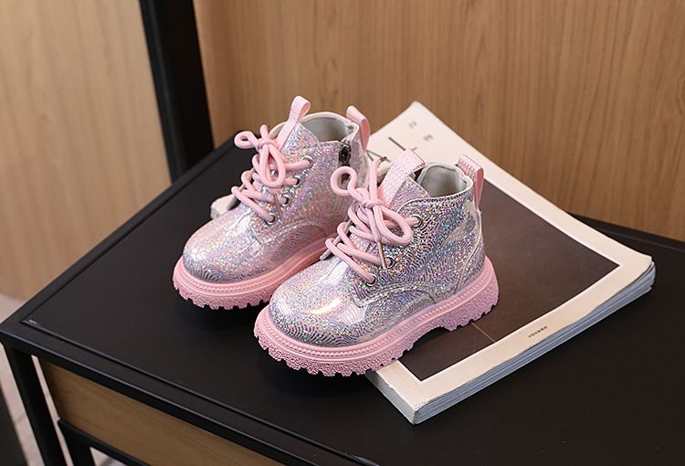 Autumn New Style Little Girl's Stylish Shiny Leather Martin Boots Low Cut Versatile Short Boots Trend