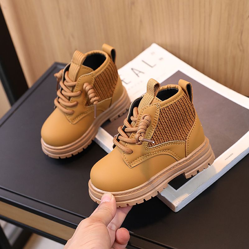 New Fashionable Classic British Style Little Boys' Mid Length Boots Girls' Stylish Versatile Boots