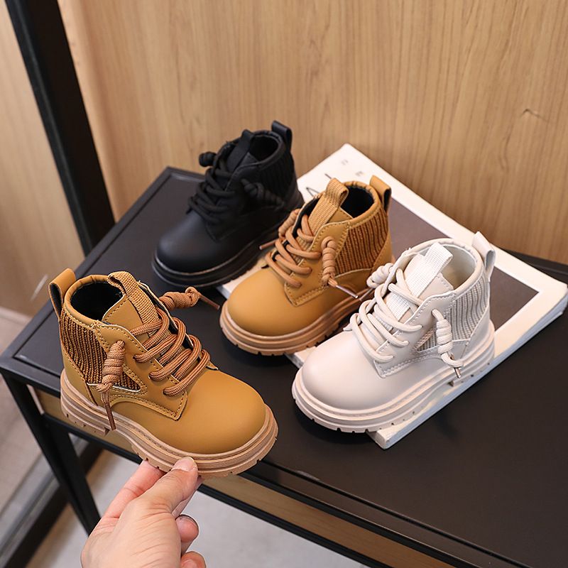 New Fashionable Classic British Style Little Boys' Mid Length Boots Girls' Stylish Versatile Boots