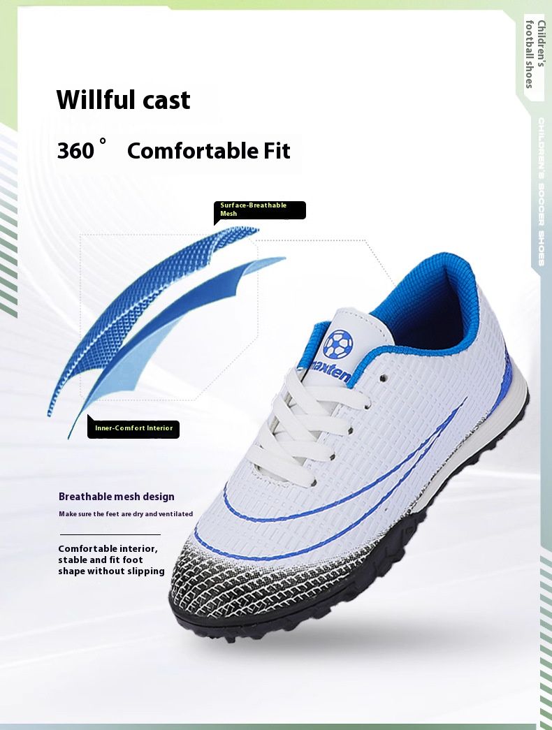 Soccer Football Shoe New Fashionable Tick Kids' Football Shoes Cristiano Ronaldo Assassin Artificial Ground Turf Indoor Sneakers Breathable Anti-Collision Sneakers