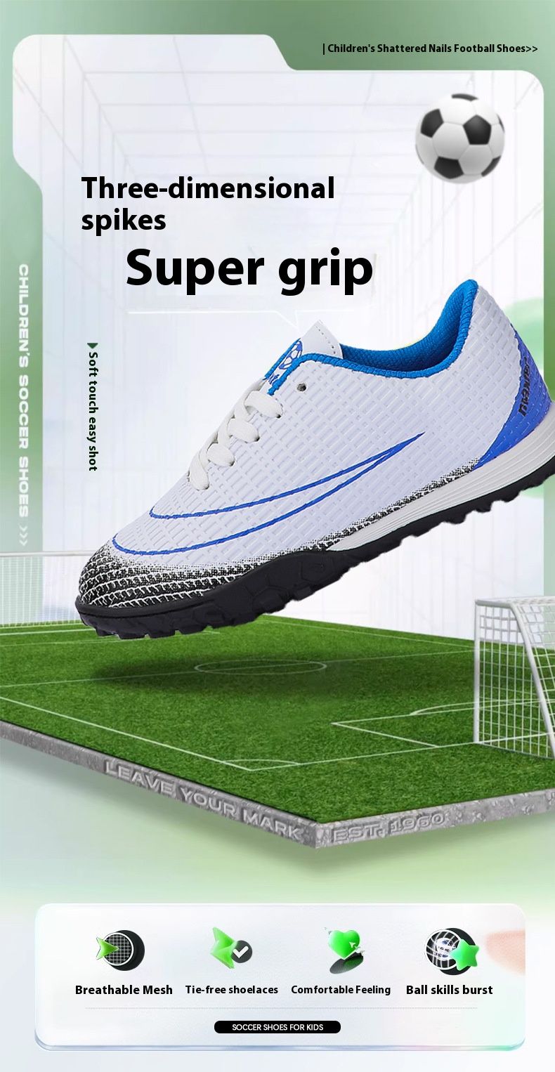 Soccer Football Shoe New Fashionable Tick Kids' Football Shoes Cristiano Ronaldo Assassin Artificial Ground Turf Indoor Sneakers Breathable Anti-Collision Sneakers