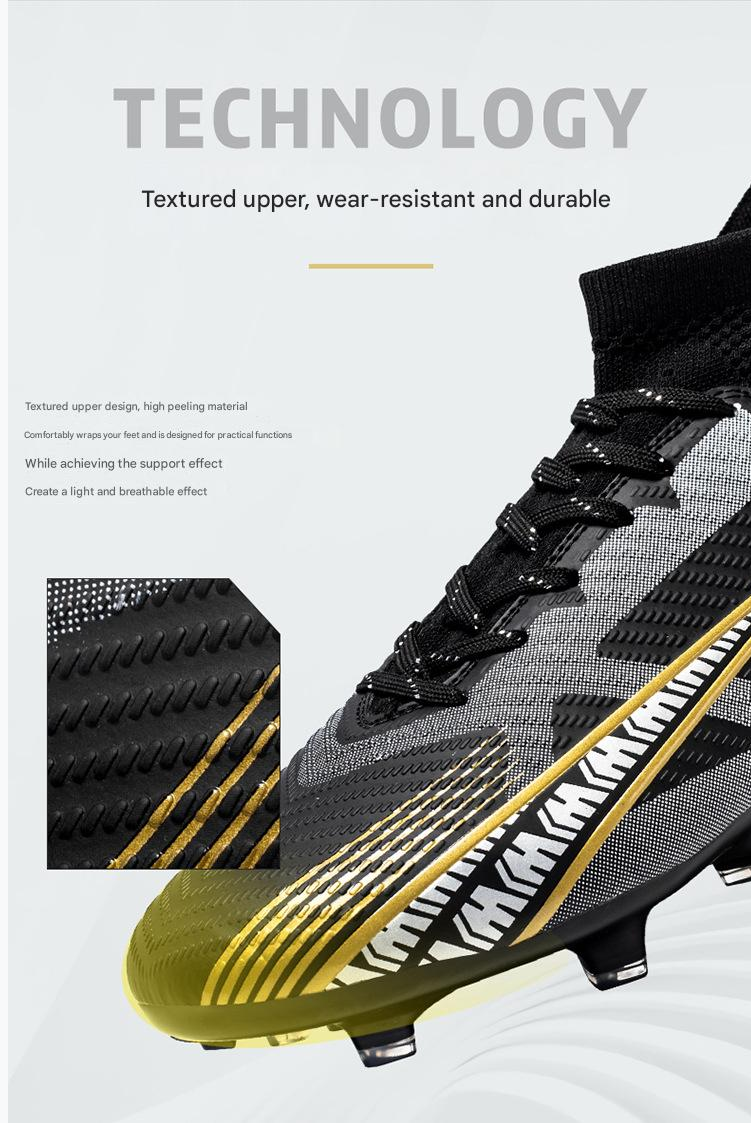Soccer Football Shoe Large Size High Top Football Shoes Adult Firm Ground Student Children's Soccer Shoes TF Anti Slip Training Shoes for Men