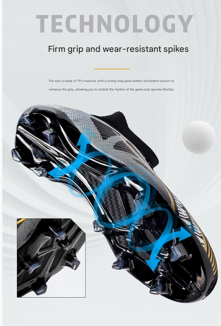 Soccer Football Shoe Large Size High Top Football Shoes Adult Firm Ground Student Children's Soccer Shoes TF Anti Slip Training Shoes for Men