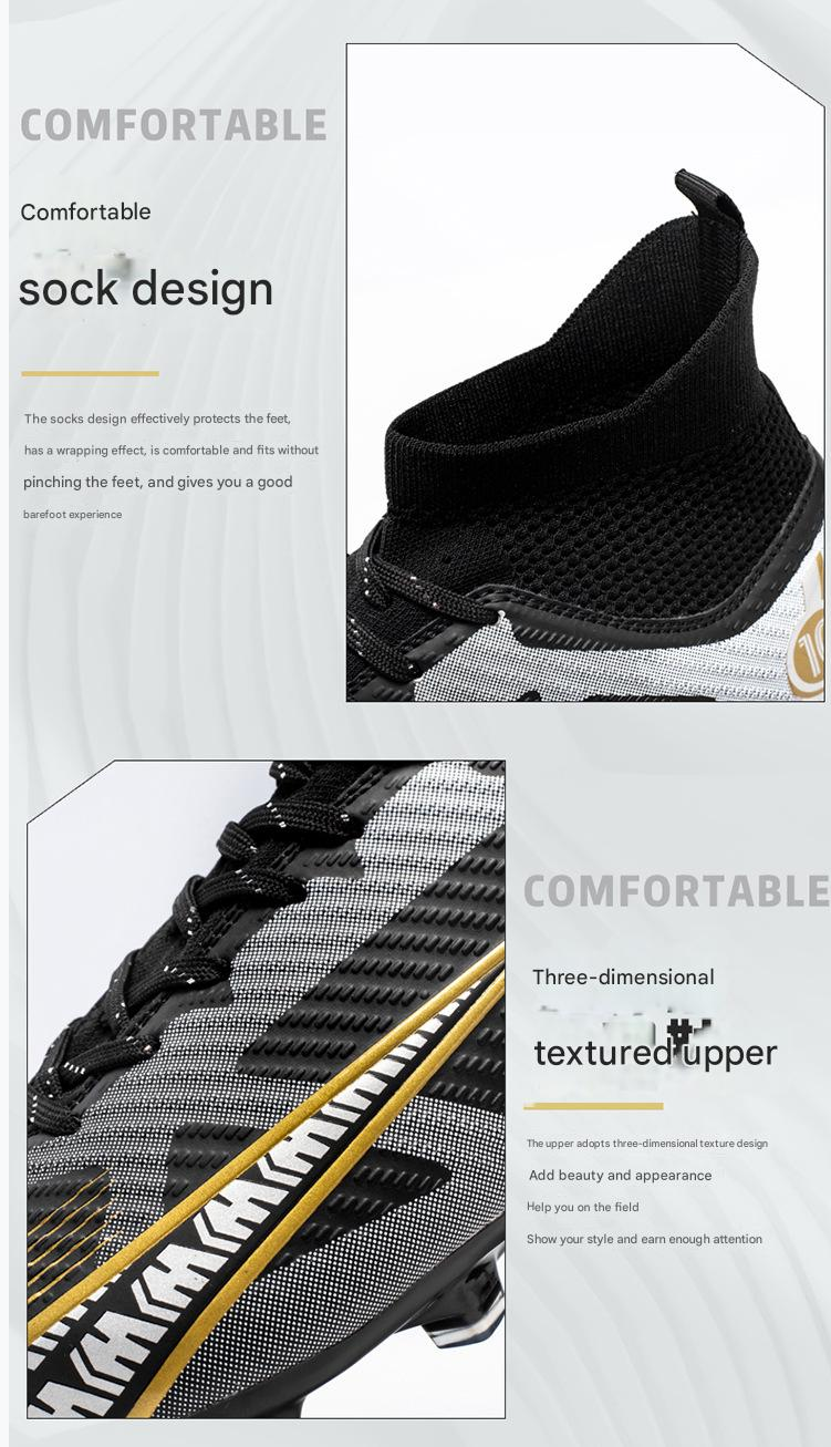 Soccer Football Shoe Large Size High Top Football Shoes Adult Firm Ground Student Children's Soccer Shoes TF Anti Slip Training Shoes for Men