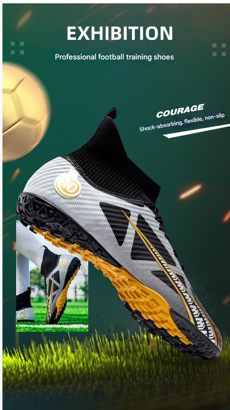 Soccer Football Shoe Large Size High Top Football Shoes Adult Firm Ground Student Children's Soccer Shoes TF Anti Slip Training Shoes for Men