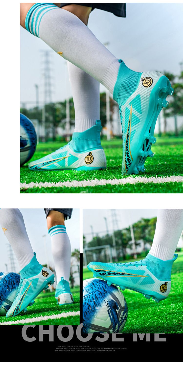 Soccer Football Shoe Large Size High Top Football Shoes Adult Firm Ground Student Children's Soccer Shoes TF Anti Slip Training Shoes for Men
