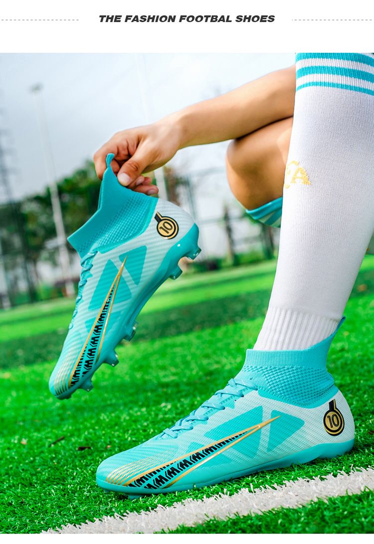 Soccer Football Shoe Large Size High Top Football Shoes Adult Firm Ground Student Children's Soccer Shoes TF Anti Slip Training Shoes for Men