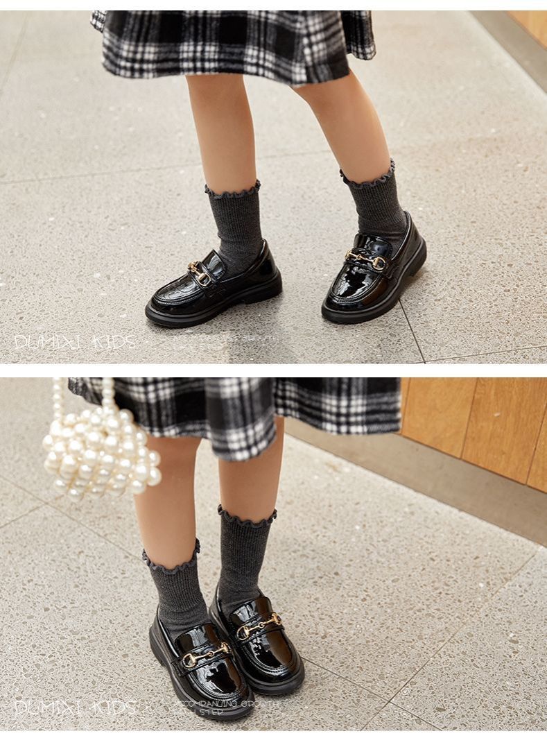 Loafer Kid Girl's Leather Shoes Spring Autumn New Children's Retro Loafers Painted Leather Princess Shoes Performance Shoes