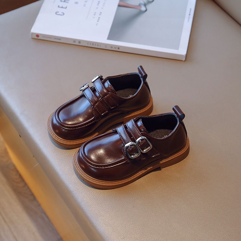 Loafer Kid Children's British Style Leather Shoes Spring Autumn New Boys' Black Soft Soled Casual Shoes Girl Princess Single Shoes