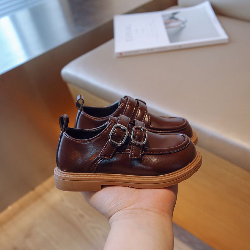 Loafer Kid Children's British Style Leather Shoes Spring Autumn New Boys' Black Soft Soled Casual Shoes Girl Princess Single Shoes