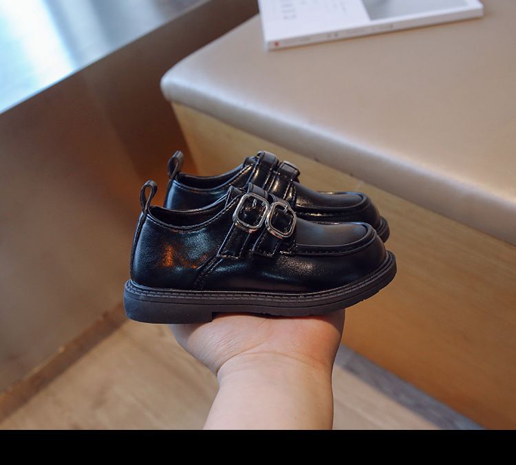 Loafer Kid Children's British Style Leather Shoes Spring Autumn New Boys' Black Soft Soled Casual Shoes Girl Princess Single Shoes