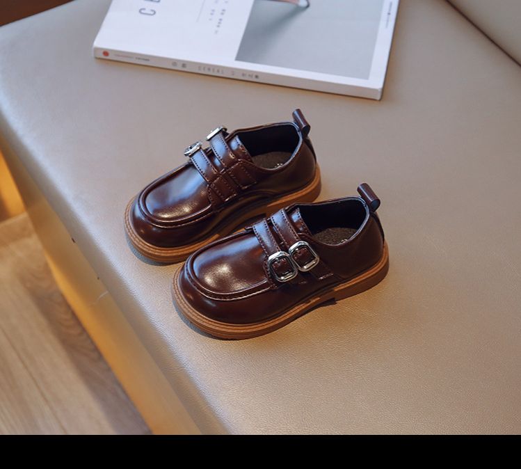 Loafer Kid Children's British Style Leather Shoes Spring Autumn New Boys' Black Soft Soled Casual Shoes Girl Princess Single Shoes