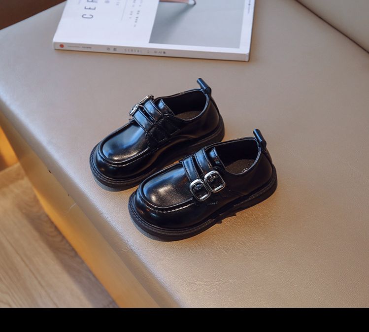Loafer Kid Children's British Style Leather Shoes Spring Autumn New Boys' Black Soft Soled Casual Shoes Girl Princess Single Shoes