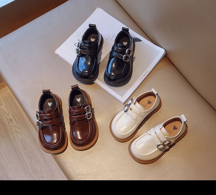 Loafer Kid Children's British Style Leather Shoes Spring Autumn New Boys' Black Soft Soled Casual Shoes Girl Princess Single Shoes