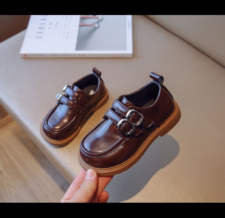 Loafer Kid Children's British Style Leather Shoes Spring Autumn New Boys' Black Soft Soled Casual Shoes Girl Princess Single Shoes