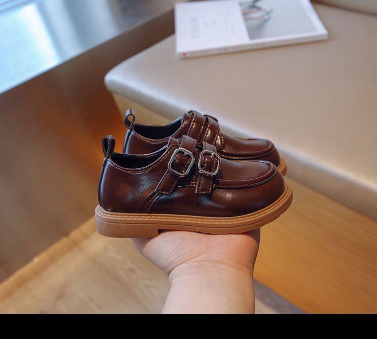 Loafer Kid Children's British Style Leather Shoes Spring Autumn New Boys' Black Soft Soled Casual Shoes Girl Princess Single Shoes