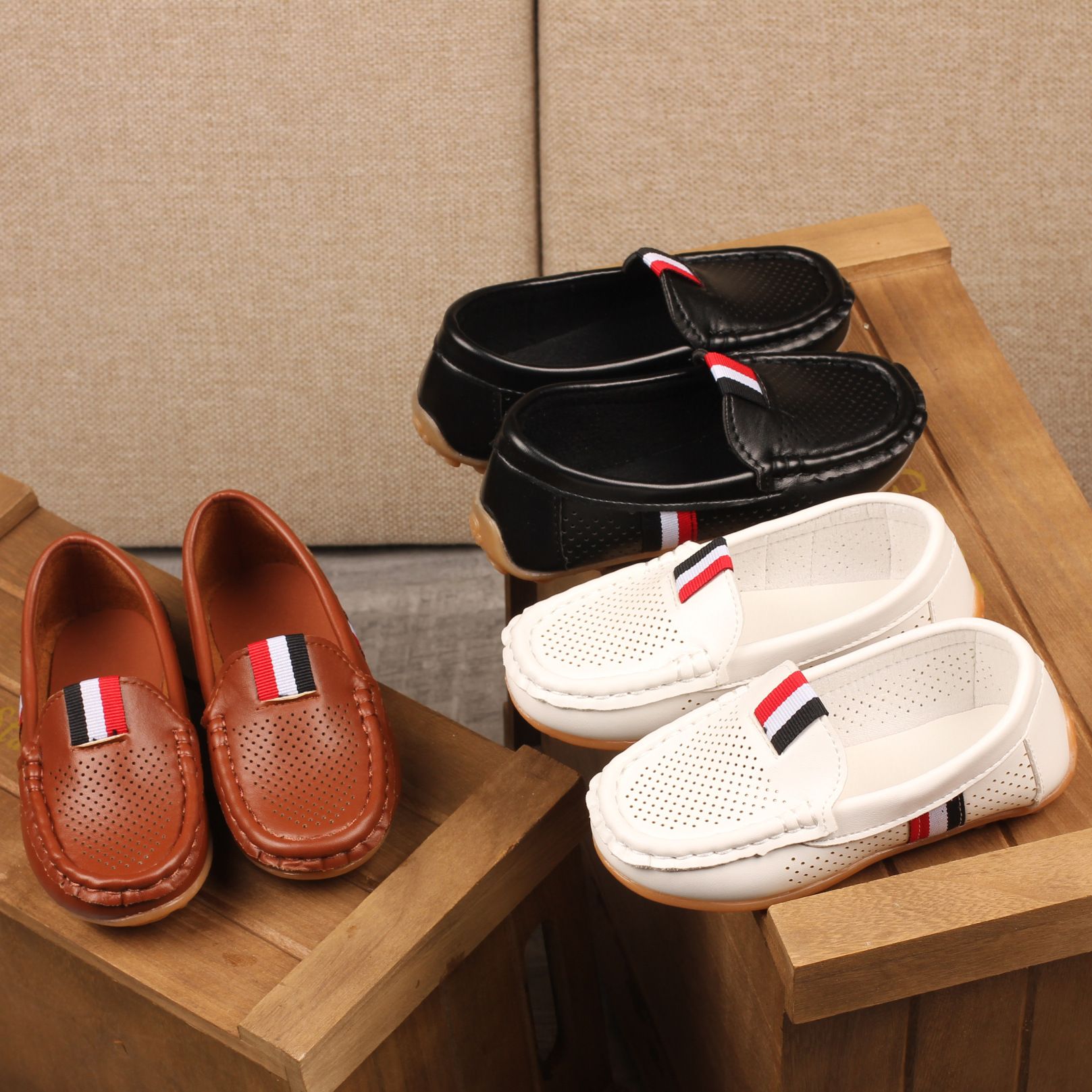 Loafer Kid New Girls' Anti Slip Bean Shoes Comfortable Baby Shoes for Boys Hollow Out Breathable Large Children's Shoes