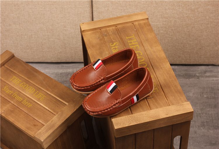 Loafer Kid New Girls' Anti Slip Bean Shoes Comfortable Baby Shoes for Boys Hollow Out Breathable Large Children's Shoes