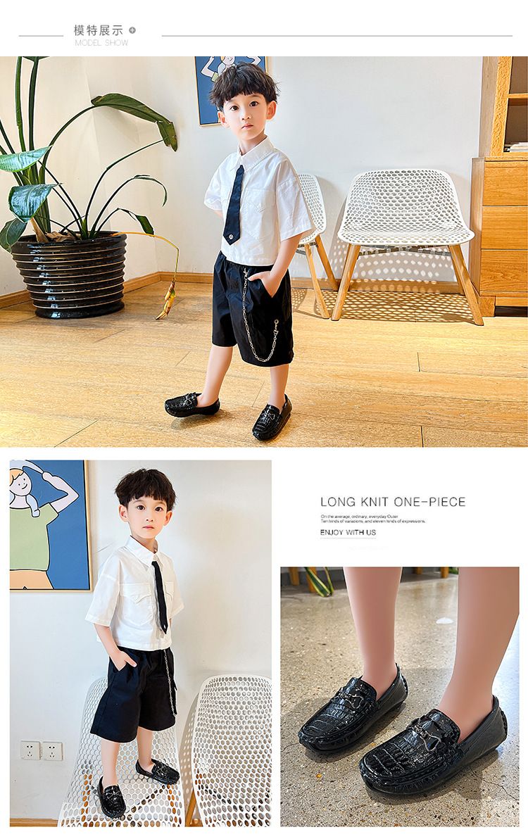 Loafer Kid Boy's Shoes Moccasin-Gommino New Summer Shoes Slip on Baby Shoes British Style Small Leather Shoes